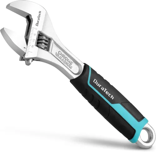 Vista 8 de DURATECH Llave ajustable de 6 pulgadas, llave de acero Cr-V, llave de mandíbula ancha, básculas métricas y SAE, para el hogar, garaje, taller