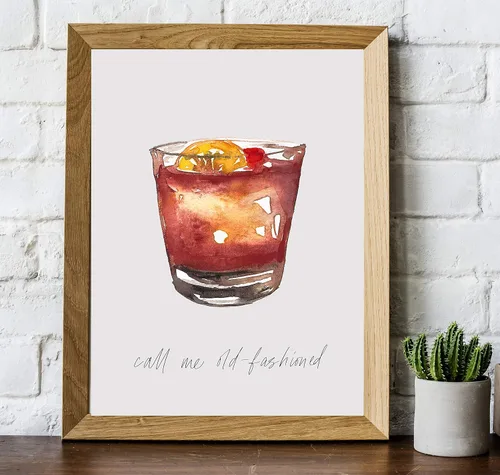 Vista 4 de WESTBROOK DESIGN STUDIO Old Fashioned Cocktail Bar Wall Art. 8x10 Unframed Decor Print - Makes a Great Gift for Kitchen, Home & Wet Bar, Martini