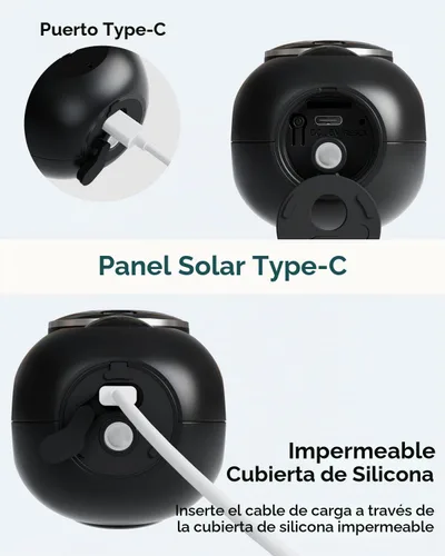 Vista 5 de ZUMIMALL Panel Solar de 5W para Cámaras de Seguridad Inalámbricas para Exteriores, con Puerto Micro USB y Tipo-C, Energía Solar de Alta Eficiencia
