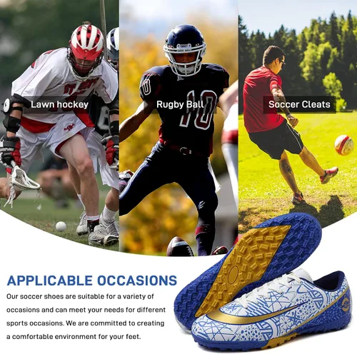 Vista 7 de GRESKY Tacos de fútbol para hombre y mujer, zapatos de fútbol para interiores y exteriores AGTF