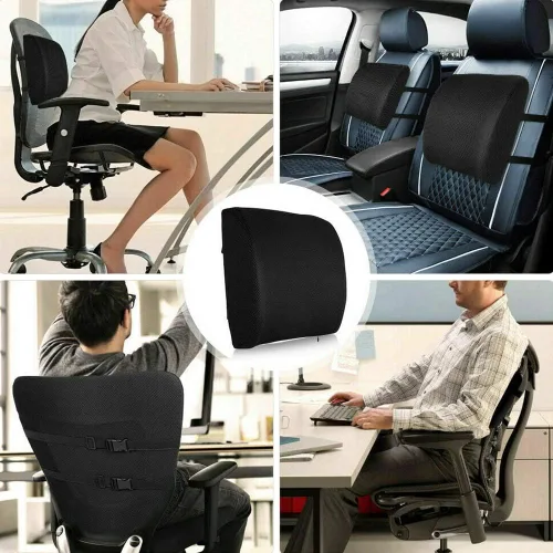 Vista 5 de Almohada de apoyo lumbar de espuma viscoelástica, cojín de espalda de apoyo lumbar de espuma, cojín de espalda de malla transpirable con diseño