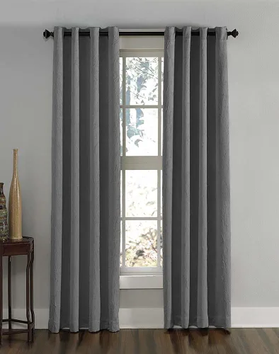 Vista 7 de Curtainworks Lenox Panel de Cortina con Ojales, Gris, 50 x 132 pulgadas