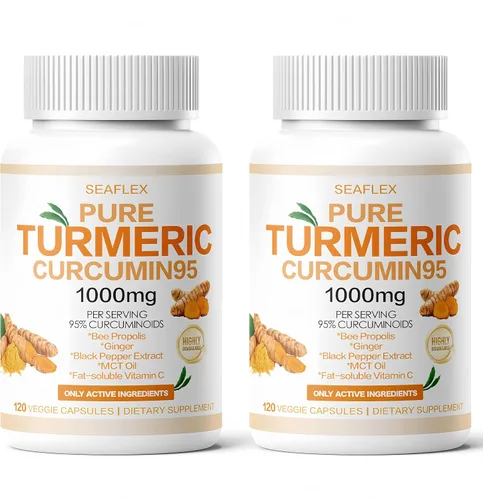 Vista 10 de Curcumina de cúrcuma 95 1000 mg, 95% complejo de curcuminoides con propóleo de abeja y bioperina, 120 cápsulas, suplemento de apoyo