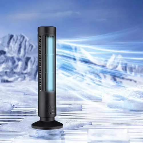 Vista 3 de Ventilador de torre portátil eléctrico silencioso de enfriamiento vertical sin aspas Ventiladores de piso 2 velocidades Modos de viento Temporizador
