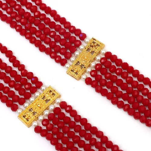 Vista 5 de OZANOO - Juego de collar Kundan Meena dorado largo y pesado para mujeres y niñas, juego de collar Kundan Jaipuri, joyería tradicional india