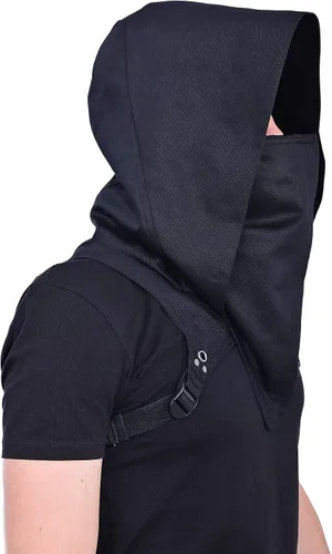 Vista 5 de HIBIRETRO Cyberpunk Rogue Cowl Hood Scarf Winter Neck Warmer Costume Hooded Cape Hat for Halloween Cosplay and Daily Wear