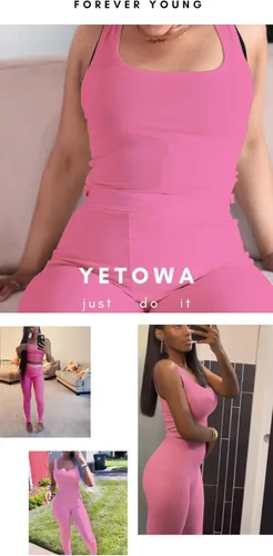 Vista 3 de Conjunto deportivo de 2 piezas para mujer, camiseta sin mangas de punto acanalado para yoga, leggings de cintura alta, conjuntos de ropa deportiva