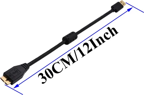 Vista 2 de Cable extensor USB 3.0 Micro B, chapado en oro, USB 3.0 A a Micro B, cable de extensión compatible con Samsung Galaxy S5, Note 3, Note Pro 12.2