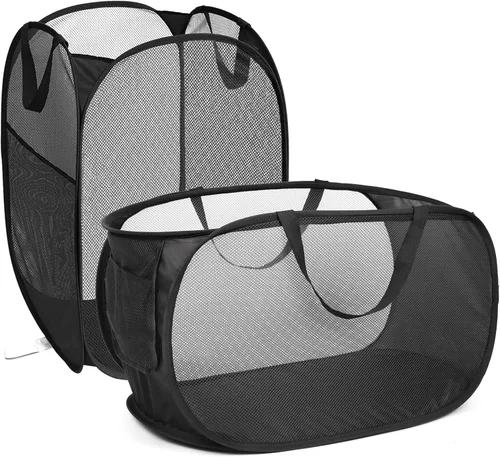 Vista 13 de Cestas plegables duraderas para lavandería, cesta desplegable resistente a desgarros para lavandería, cesta de ropa plegable con asas de transporte