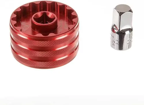 Vista 3 de Ruedas Mfg Soporte Inferior Doble Cara Zócalo Rojo, 16X48.5Mm/16X44mm herramientas de reparación de bicicletas