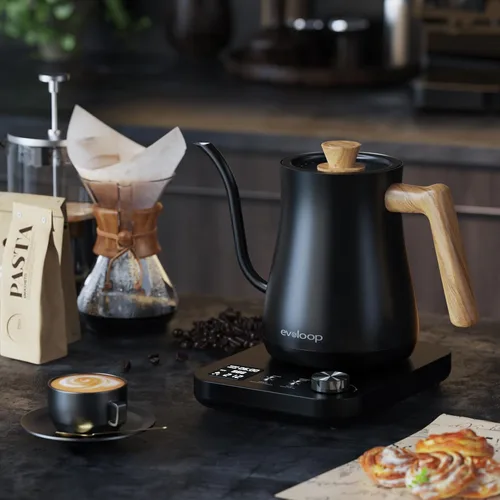 Vista 8 de Hervidor eléctrico de cuello de cisne, hervidores de té eléctricos, control de temperatura de ±1℉ para preparar café de goteo y té