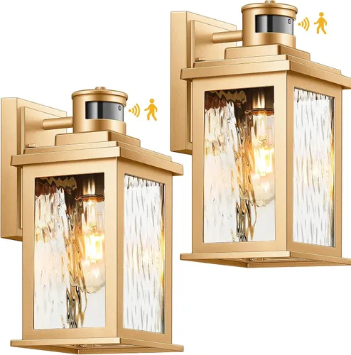 Vista 14 de VIANIS Paquete de 2 luces de pared al aire libre con sensor de movimiento avanzado, luces de pared al aire libre del atardecer al amanecer