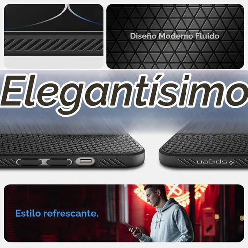 Vista 3 de Spigen Liquid Air - Funda diseñada para iPhone 14 Pro (2022) [protección de grado militar], color negro mate Negro mate