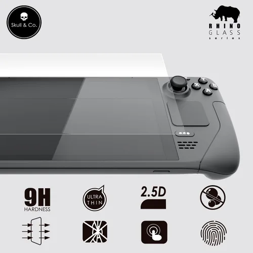 Vista 2 de Skull & Co. Protector de pantalla de vidrio templado de alta transparencia y alta sensibilidad para SteamDeck (paquete de 2)