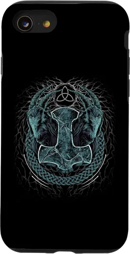 Vista 13 de Funda de mitología nórdica pagana para iPhone 15 Viking Mjolnir Thors Hammer