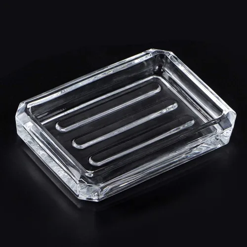 Vista 2 de MDLUU Paquete de 2 jaboneras de vidrio, bandeja decorativa para guardar jabón para ducha, bañera, fregadero de baño, fregadero de cocina (cuadrado)