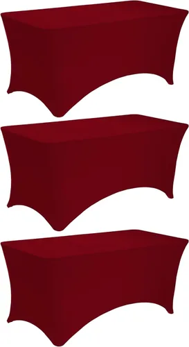 Vista 8 de Paquete de 2 manteles rectangulares de elastano de 6 pies, lavables, resistentes a las arrugas, para mesas plegables, bodas, fiestas, cumpleaños