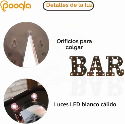 Vista 2 de BAR - Letrero LED iluminado con palabras de marquesina - Letrero de barra de pub preiluminado - Funciona con pilas (23.03 x 8.66 pulgadas) (negro)