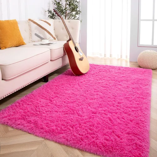 Vista 56 de Foxmas Alfombras de Área Suaves y Esponjosas para Dormitorio, Habitación de los Niños, Alfombra de Guardería de Felpa Peluda, Alfombras Peludas