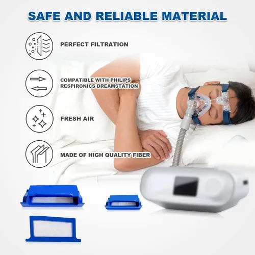 Vista 4 de 32 filtros CPAP compatibles con la máquina CPAP Philips DreamStation1, el kit de filtros de repuesto incluye 8 filtros de polen y 24 filtros