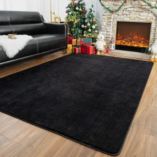 Vista 9 de Przemy Alfombras negras lavables para dormitorio, sala de estar, alfombra de pasillo de 2 x 6 pies, alfombra de interior de espuma viscoelástica