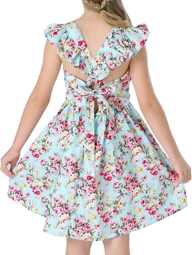Vista 284 de Vestido de verano para niña, de algodón, con diseño floral