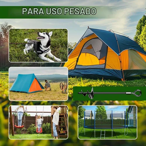 Vista 6 de Anclajes de Tierra, Anclajes para Columpios de Servicio Pesado, Anclaje de Tierra en Espiral para Trampolín, Camping, Cobertizo, Toldos, Anclaje