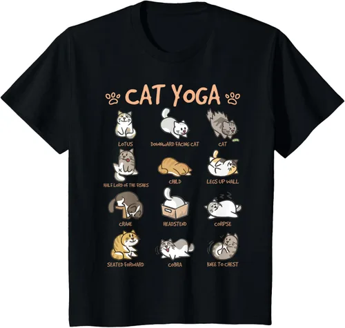 Vista 48 de Cat Yoga Poses Cats Practicing Mindfulness Meditación Kitten - Camiseta, Negro, S