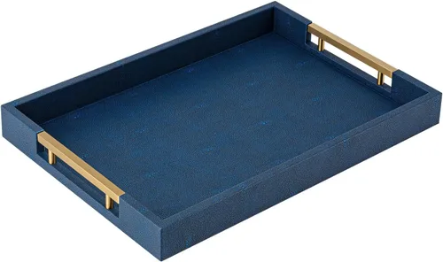 Vista 11 de Bandeja de servicio de piel sintética beige con asas, bandeja decorativa grande para mesa de café, otomana, sala de estar, baño, decoración del hogar