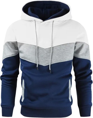 Vista 11 de Gesean - Sudadera con capucha para hombre, diseño de bloques de color, estilo suéter, manga larga, casual, con bolsillo