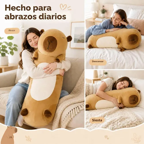 Vista 6 de MorisMos Almohada corporal Capybara de 39.3 pulgadas de largo, animal
