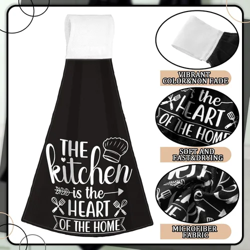 Vista 6 de Sratte Juego de 4 toallas de cocina divertidas con citas divertidas, juego de toallas de mano divertidas con lazo para colgar, toalla de cocina
