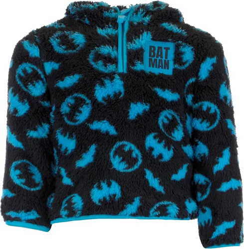 Vista 3 de Batman Sudadera con capucha de forro polar Sherpa con cremallera para niños DC Comics superhéroe Batman Sherpa con capucha para niños