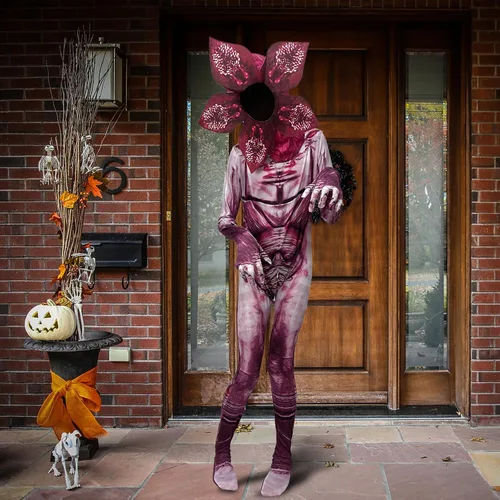 Vista 3 de PUNKSUIT Demogorgon - Disfraz para niños, disfraz de monstruo de flores, disfraz de Halloween con máscara de estilo 3D