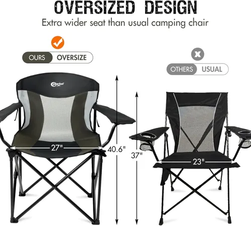 Vista 5 de PORTAL Silla plegable grande y alta de gran tamaño, portátil, resistente, plegable, XXL, para acampar al aire libre o adultos, soporta hasta 600