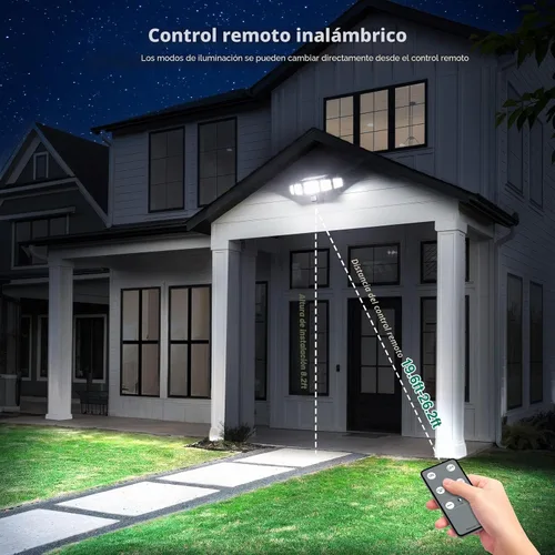 Vista 8 de Luces solares para exteriores, 4000LM con 5 cabezas, sensor de movimiento, 236 LEDs, 3 modos, luces de pared de seguridad IP65 impermeables, luces