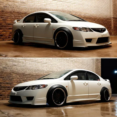 Vista 2 de Negro 4pcs 31.496 in 35.039 in Universal Exterior Fender Flares Flexible Car Body Kit Arcos de Rueda