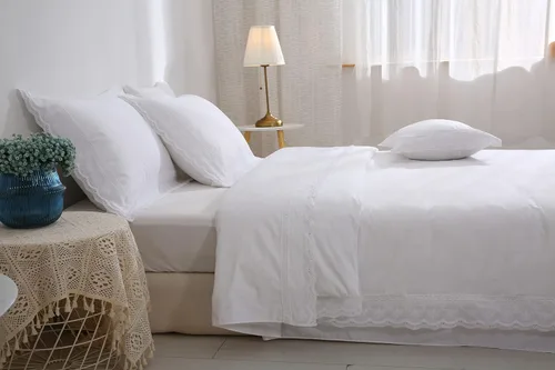 Vista 14 de Fundas de almohada de encaje rosa, fundas estándar de algodón, fundas de almohada Shabby Chic para cama, princesa francesa de campo, 2 unidades, 20