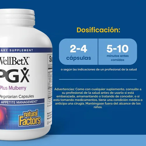 Vista 3 de PGX de Natural Factors, WellBetX Plus Mulberry, 180 cápsulas vegetarianas, 180 cápsulas