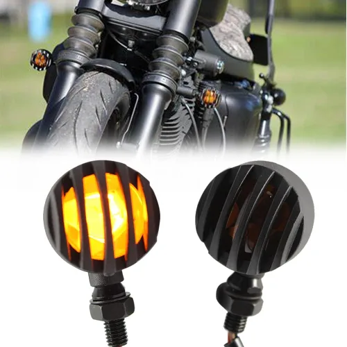 Vista 8 de DREAMIZER Señales de giro universales para motocicleta, luz indicadora de conducción negra, lámpara de freno para motos de motor y ATV - luz ámbar