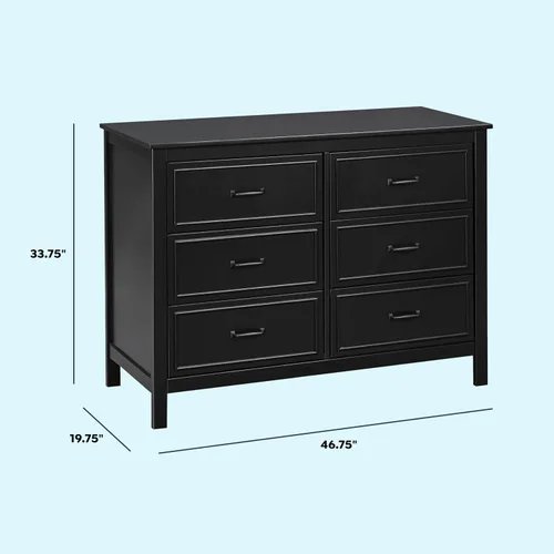 Vista 3 de Davinci Charlie - Cómoda con 6 cajones para bebé - Cómoda doble de madera con cajones para niños, niños y niñas - Cómoda de almacenamiento multiusos