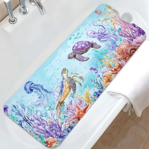 Vista 10 de Tapete de baño de sirena antideslizante, bonito tapete de baño de goma para bañera, tapete de baño para niños y niñas pequeñas, tapete de ducha