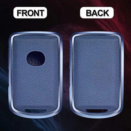Vista 2 de Funda de cuero azul y marco de aluminio compatible con Mazda 3 6 CX-30 CX-5 CX-9 3/4 botón sin llave