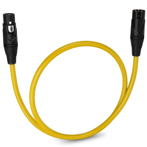Vista 117 de LyxPro Cable de micrófono XLR hembra a macho de ángulo recto de 3 pines de 1.5 pies para altavoces amplificados, interfaz de audio, rendimiento