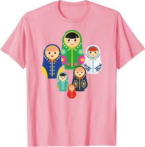 Vista 63 de Matryoshka Russian Nesting Dolls, Rusia - Camiseta de regalo, Azul / Patchwork, S