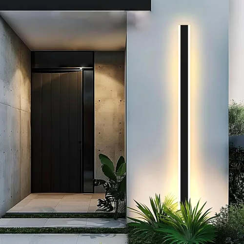 Vista 12 de Lámpara de pared para exteriores, moderna lámpara de pared LED larga, color negro, IP65, impermeable, 12 W, 3000 K, luces de pared rectangulares