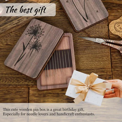 Vista 4 de Estuche de agujas personalizado con nombre, soporte para agujas de fotos, regalo de almacenamiento de costura para mamá, esposa, abuela (nombre)