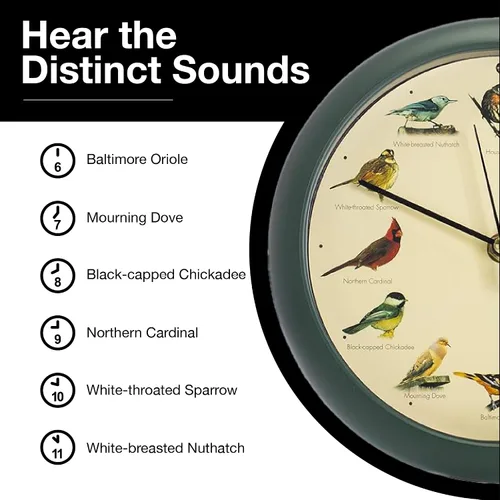 Vista 6 de Mark Feldstein, The Original Singing Bird Clock, 8 pulgadas, verde