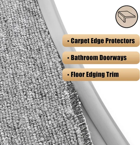 Vista 4 de Borde flexible para el borde de la alfombra, tira de umbral de puerta extra larga autoadhesiva, protector de seguridad de borde para alfombra