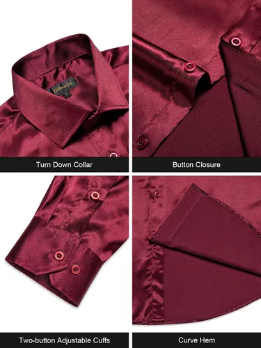Vista 5 de DiBanGu Camisa de vestir sólida para hombre, casual, de manga larga, con botones, ajuste regular, elásticas, sin arrugas, con bolsillo